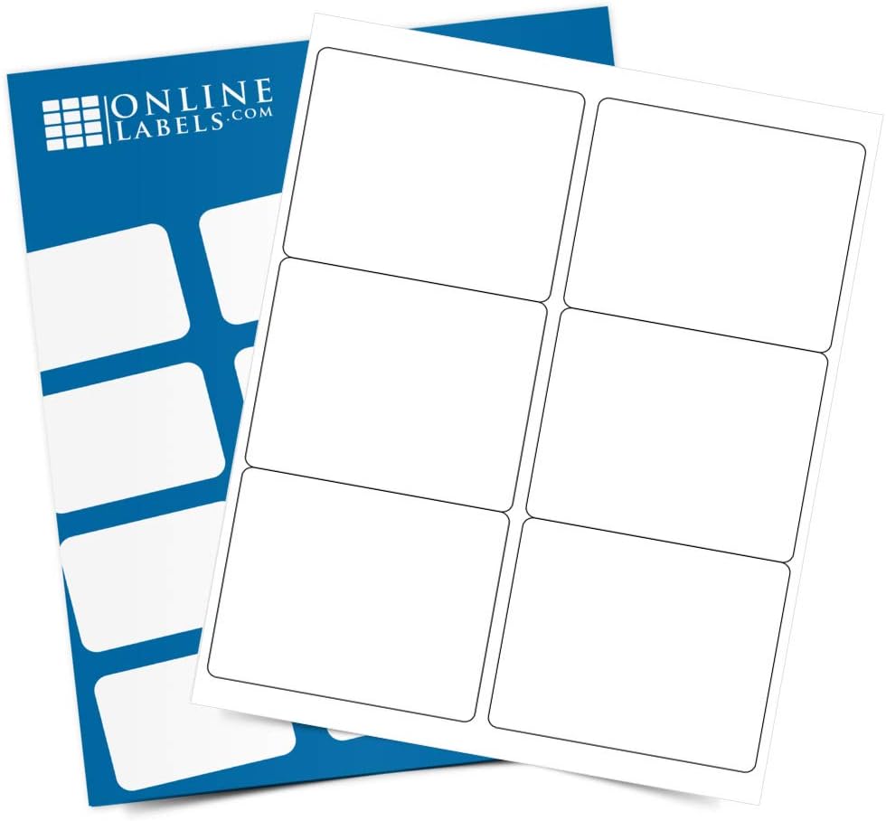 4 x 3.33 Rectangle Shipping Labels - Permanent, White Matte - Wine, Pallet Labels - 6-Up - Pack of 1,500 Labels, 250 Sheets - Inkjet/Laser Printers - Online Labels