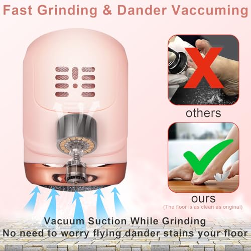 Image of Electric Callus Remover for Feet (with Dander Vacuum Cleaner), Rechargeable Foot Callus Remover Pedicure Tools Foot File, Professional Foot Care Kit Deadskin Remover with 9Heads&2Speed,LCD Display