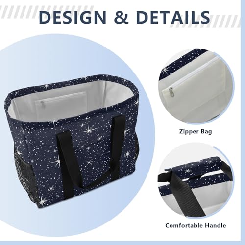 Glowing Star Waterproof Tote Bag,Multi-Purpose Kitchen Reusable Grocery Bags, Travel, Beach & Laundry Organizer 15.4 X 9.8 X 12.8 inch4
