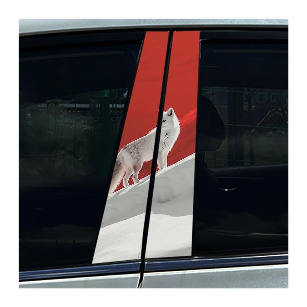Decorative Items 2PCS Burning Wolf Fire Wolf Car B Pillar Waterproof Stickers DIY(B)