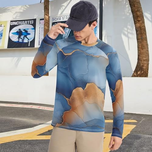 Marble Terracotta Navy Blue Shirts Summer UPF 50+ Lightweight Long Sleeve UV Sun Protection Long Sleeve Shirts Water Fishing 5