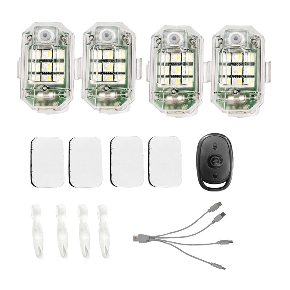 4 Piezas de Luz EstroboscóPica LED de Control Remoto InaláMbrico para Coche, Motocicleta, Bicicleta, 7 Colores, LáMpara de Advertencia de Flash AnticolisióN