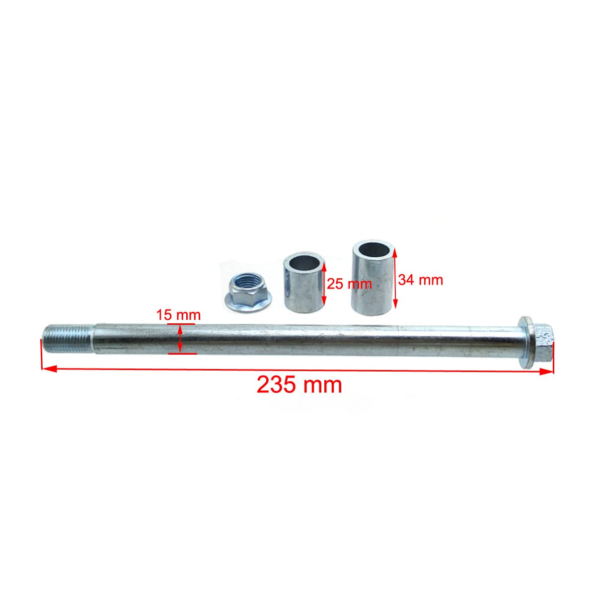 Axe de roue arrière percé 15mm pour moto cross chinoise