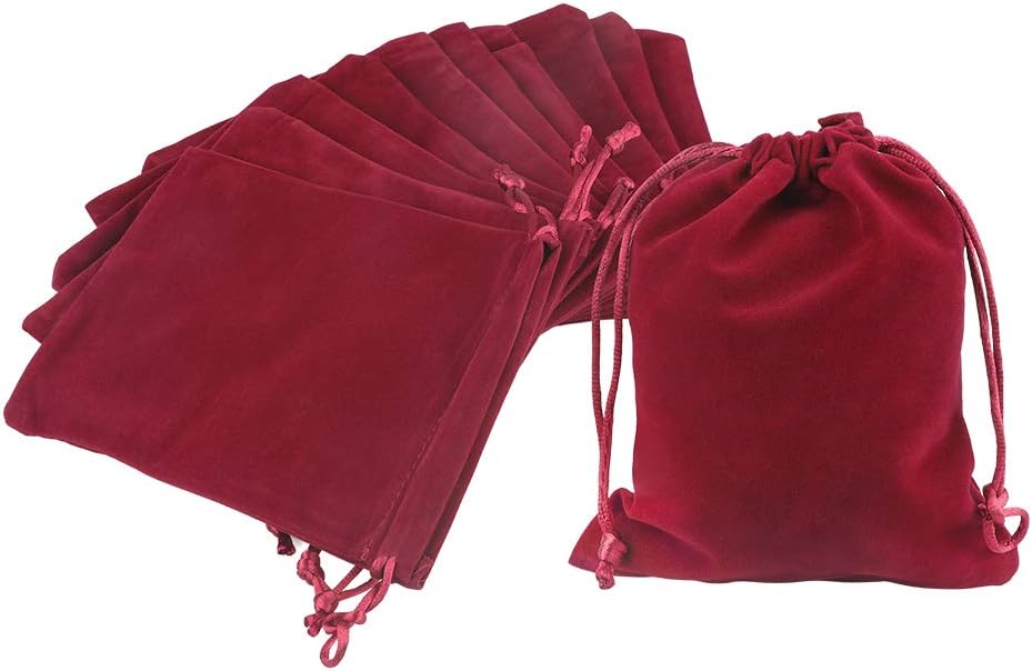 G2PLUS Wine Red Velvet Jewellery Pouches, 12x15CM Velvet Drawstring ...