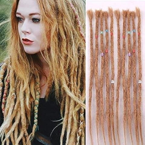 Dreadlock Extensions Human Hair Full Handmade Dreads Locs 10 Strands/Pack Crochet Braiding Hair Extensions (20 inch, Human hair dreads Brown-20'') Cover
