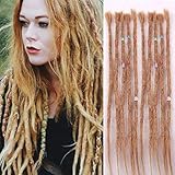 Dreadlock Extensions Human Hair Full Handmade Dreads Locs 10 Strands/Pack Crochet Braiding Hair Extensions (20 inch, Human hair dreads Brown-20'')