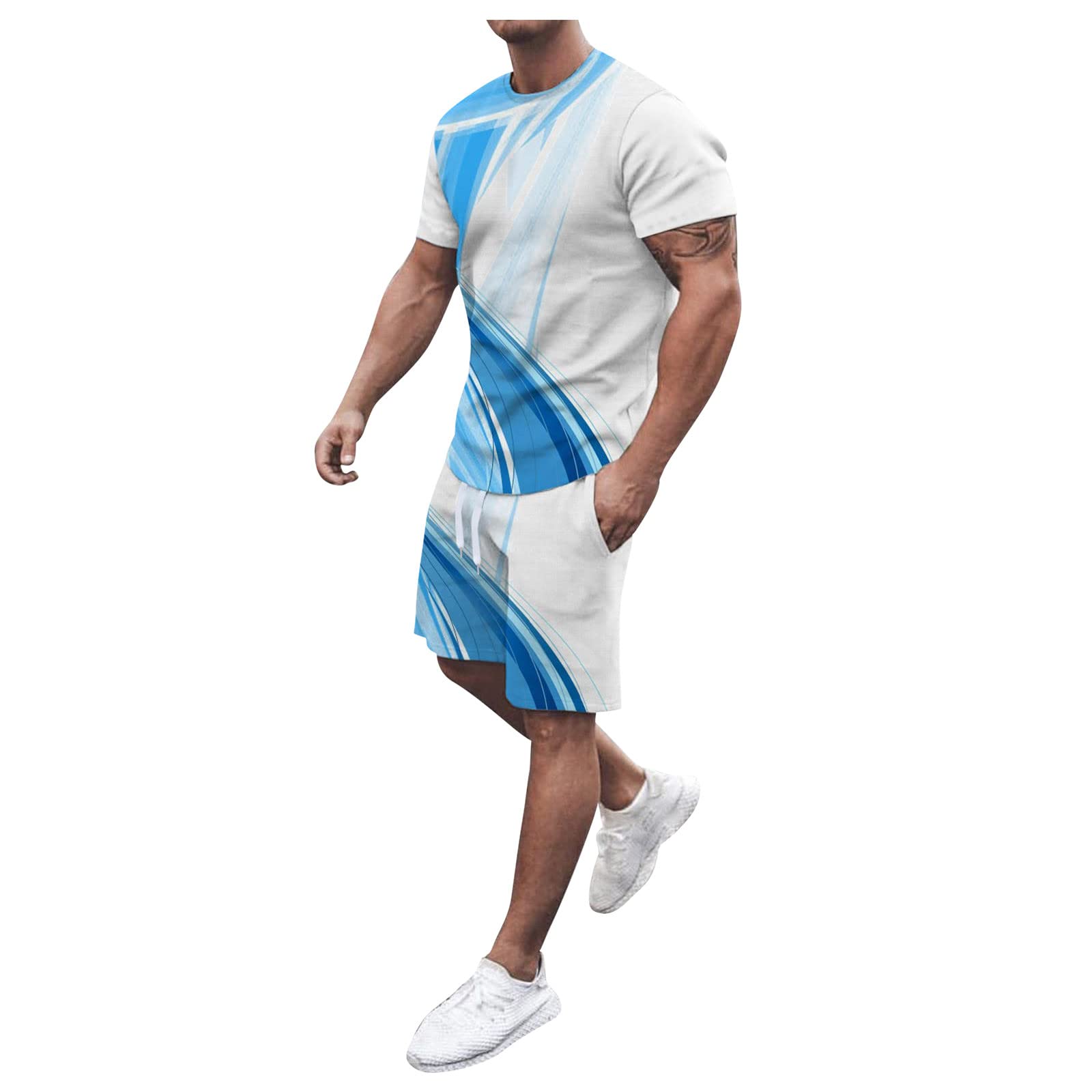YKARITIANNA Men 2 Piece Outfits Short Sets Summer Casual Muscle Gym Workout Athletic T Shirt Shorts Stylish Casual Sweatsuit