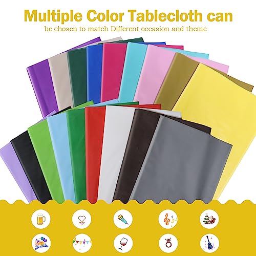 Image of tujol Pink 12 Pack Plastic Table Cloth 54 inch x 108 inch, Disposable Tablecloths Rectangle Table Cover, Plastic Tablecloths for Parties