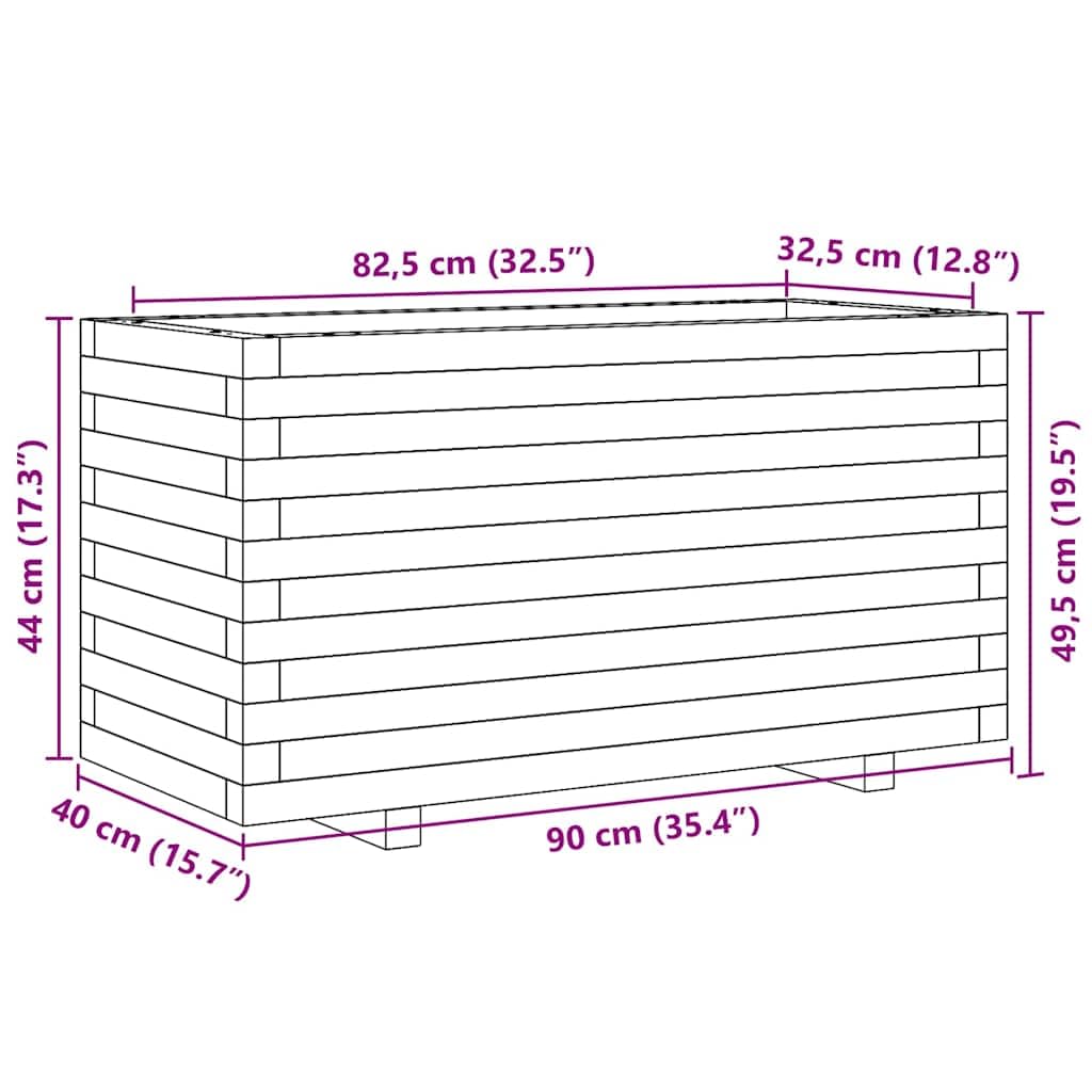 Drewniana donica na rośliny, 90 x 40 x 49,5 cm, impregnowana, do ogrodu, na balkon, do kwiatów, ziół i roślin pokojowych, z drenażem, samonawadniająca
