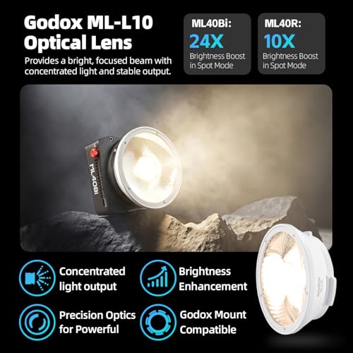 Image of Godox ML40Bi Bi-Color Pocket LED Video Light, 60W, 2800K-6500K, CRI≈96, Built-in 4800mAh Battery (2PCS), 42mins, Magnetic Back, App & NFC Control, Portable for YouTube /TikTok /Photography
