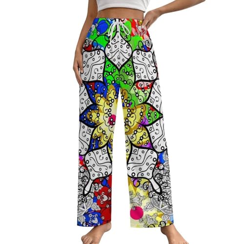 Pantalon de pyjama femme coloré Mandala pour des soirées cocooning confortables
