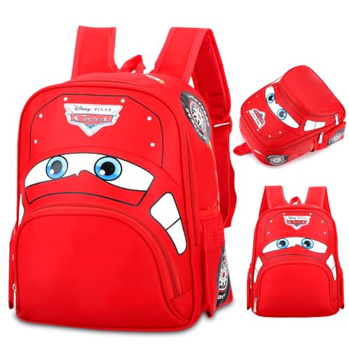 IFHDO Mochila Infantil Ajustable con Diseño 3D de Cars,Ideal para Colegio, Deportes y Uso Diario,Mochila Cartoon Universal para Niños y Niñas