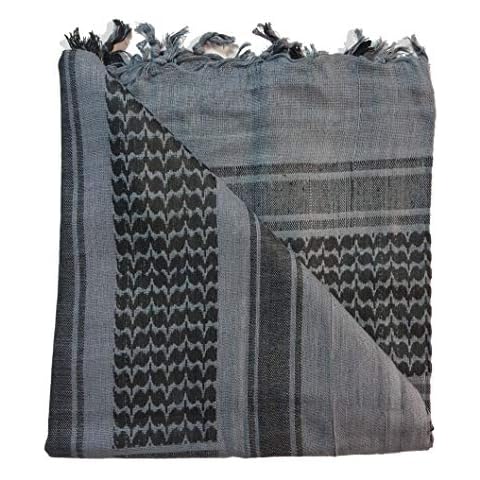 100% Cotton Grey and Black Shemagh Scarf Arab Keffiyeh Military Desert Head Neck Wrap R.R.P. £11.99 Cover