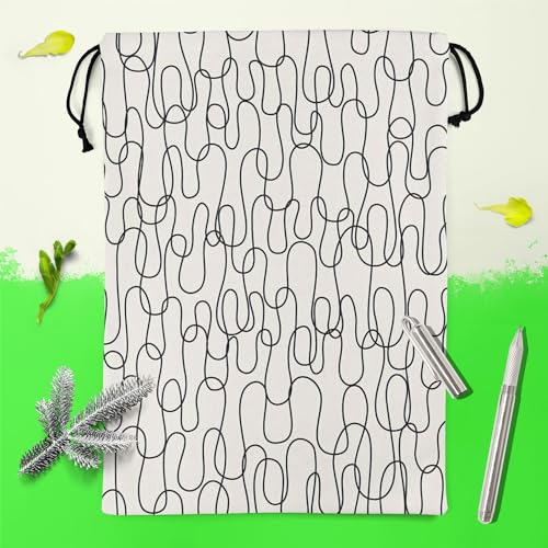Image of ArtzFolio Curly Lines | Reusable Sack Bag | Bag for Gym, Storage, Vegetable & Travel