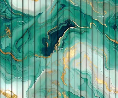 Image of Green Gold Louvers Self-Adhesive Kitchen Wallpaper Roll, PVC 3D Wall Sticker Oil Proof, Waterproof & Washable Wallpaper for Home Decor, Living Room, Bedroom, Hotel & Cafe Walls (45x300cm)