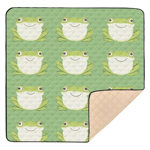 Kigai Cute Frogs Baby Play Mat for Floor and Playpen 50x50 inch Non-Slip Baby Activity Playmat Waterproof Foldable Crawling Mat for Infants Toddlers