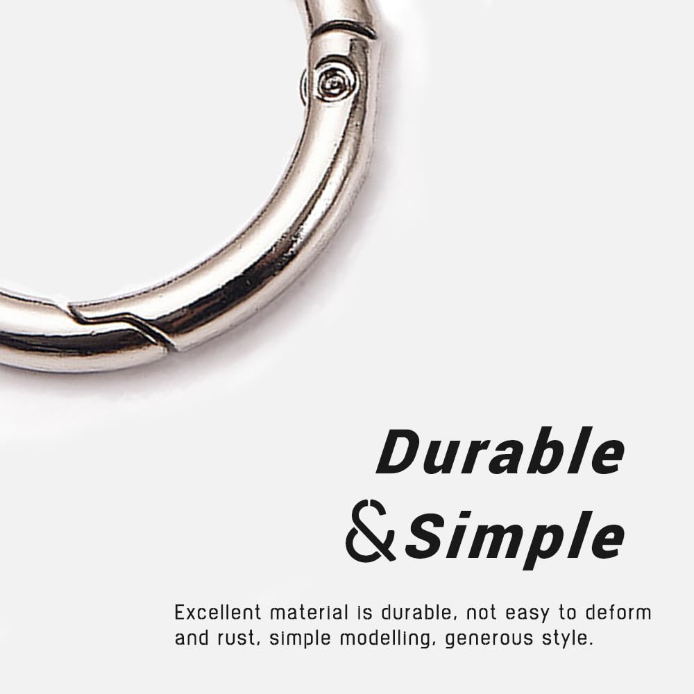 40 stuks veer O-ringen ronde metalen veer zinklegering poort O-ring ronde karabijnhaak clip sleutel voor handtas sleutelhanger ambachtelijke doe-het-zelf sleutels, 27 mm