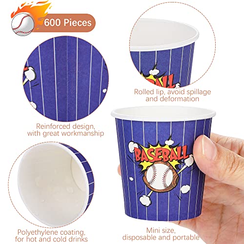 Shojoy 600 Pack 3Oz Disposable Bathroom Cups, Colorful Mouthwash Cups, Baseball Paper Cups, Mini Hot And Cold Beverage Drinking Cups, Espresso Paper Cups For Baseball Sports Party Supplies #TOP2