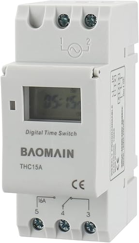 Baomain THC15A AC 220V - 240V Digital LCD Power Temporizador Programable Temporizador Interruptor de Tiempo Relé 16A Amp