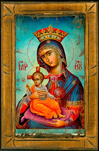 Icône chrétienne orthodoxe grecque en bois M4, le cadeau de baptême et communion spirituel