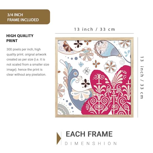 Image of Kalit Kala Decor Paintings for wall decoration with frame | Leaf Nature Paintings for living room, bedroom | Set of 4 (Art 1, Big (13x17 or 13x13))
