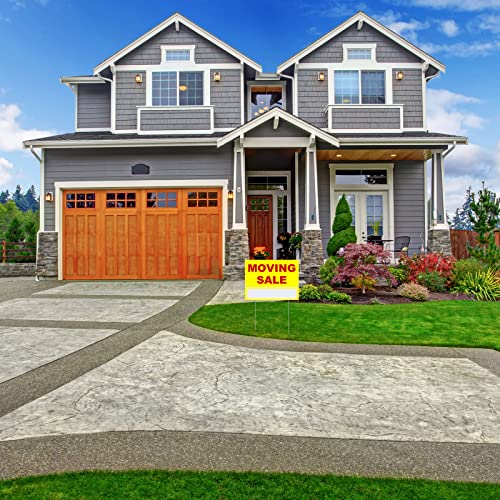 3 Pack Moving Sale Sign Kit 12 X 16 Inch Double Sided Yard Sale Signs With Stakes Corrugated Plastic Estate Sale Signs With Directional Arrows For Real Estate Agents Supplies (Yellow) #TOP5
