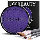 CCbeauty Purple Face Body Paint(2.4oz),Water Activated Face Painting Kit,Non Toxic SFX Makeup For Ursula Widowmaker Halloween Costume Cosplay,Professional Body Paint Foundation For Adults With Brushes