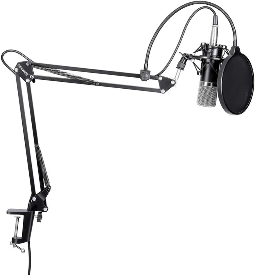 Professional Studio Broadcasting and Recording Condenser Microphone Kit + 48 V Phantom Power Supply Black