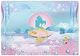 Funnytree 7X5ft Under The Sea Little Mermaid Backdrop Girl Princess Birthday Party Photography Background Ocean Glare Glitter Pearl Shell Baby Shower Photo Booth Studio Decorations Cake Table Banner