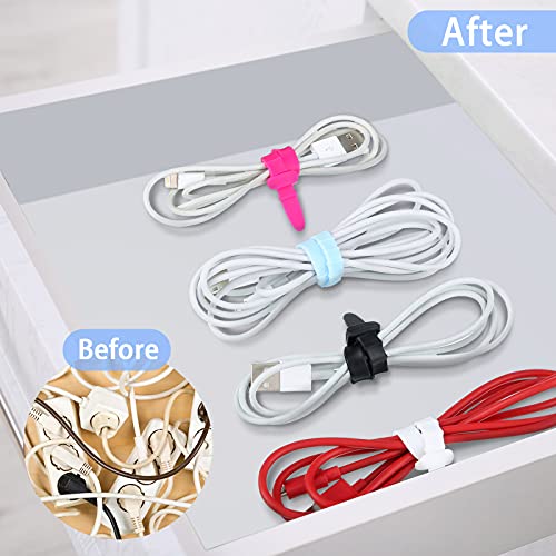 50 Pieces 2 Sizes Reusable Silicone Cable Twist Ties, Bread Tie, Reusable Fastening Rubber Wires Ties, Silicone Management Ties Cord Straps Organizer For Car Home Office (Multi Color) #TOP6