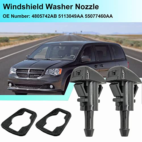 1 Pair Front Windshield Washer Nozzles Kit Wiper Spray Washer Jet For Dodge For Ram For Chrysler 2004-2016 Replace 4805742Ab 5113049Aa 55077460Aa #TOP1