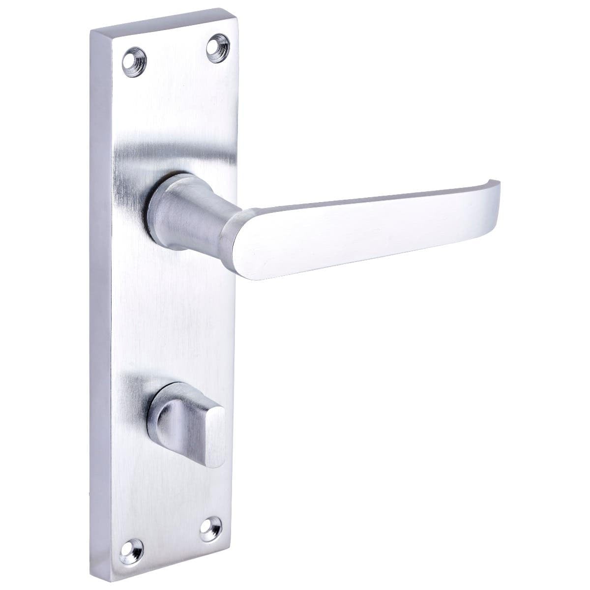 Designer Levers Satin Chrome - Victorian Straight Lever Door Handles - 1 Pair - Bathroom Locking Door Handle - With Thumbturn