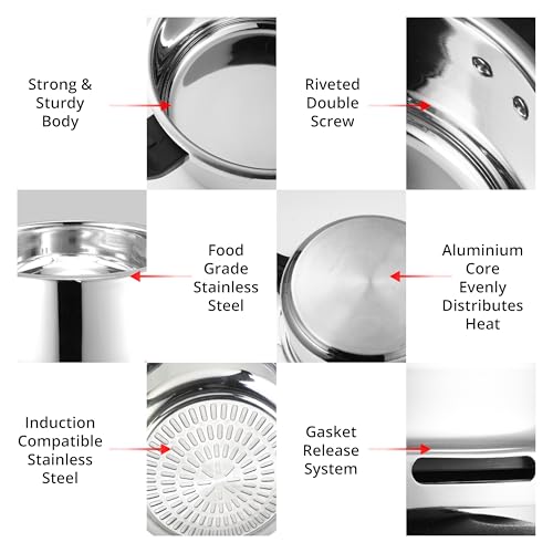 Image of 3 Litres Pressure Cooker | Outer Lid | Stainless Steel | Induction & Gas Stove Compatible | ISI Certified | 5 Years Manufacturer's Warranty