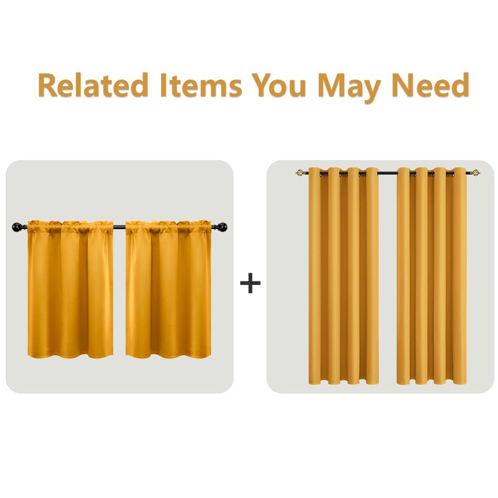 Hiasan - Cortinas Opacas De 60 X 84 Pulgadas De Largo, Con Aislamiento Térmico Y Bloqueo De Luz, Para Dormitorio O Sala De Estar, 2 Paneles Con Tirantes Cocidos, Color Amarillo