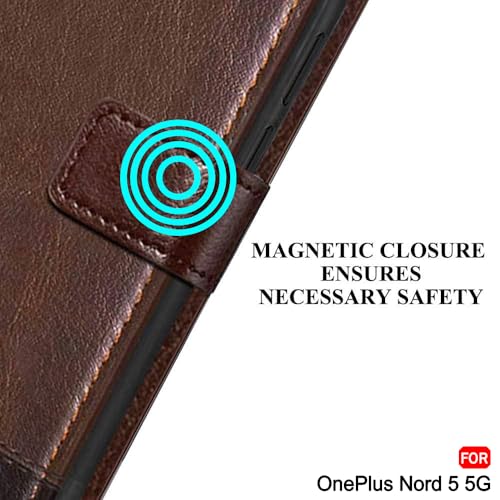 Image of TheGiftKart Flip Back Cover Case for OnePlus Nord 5 5G | Dual-Color Leather Finish | Inbuilt Stand & Pockets | Wallet Style Flip Back Case Cover for OnePlus Nord 5 5G (Faux Leather, Brown & Coffee)