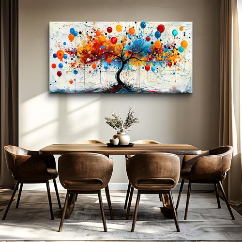 KELIYUAN Canvas Wall Art For Living Room Bedroom Wall Decor Home OfficeAbstract Tree Colorful Balloons Painting Bath Room Hallway Prints Artwork Picture Home Decoration Ready to hang 20x40 In