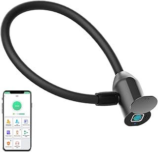 Electronic Cable Lock eLinkSmart Bicycle Lock Fingerprint/Phone App, 40cm Long Cord Padlock, Waterproof, Keyless Steel Cable Lock, Travel Lock, Furniture Lock, Freezer Lock, Scooter Lock,Valve Lock
