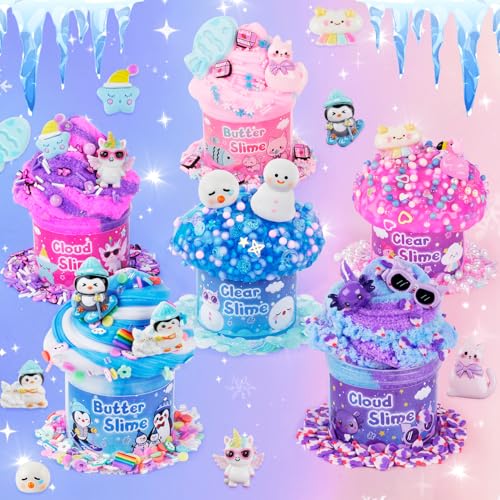 Image of 6 Pack Slimes, Slime for Kids Animal Wonderland, Butter Cloud Slime kit for Girls Ages 8-12, Toys for Girls and Boys, Birthday Halloween Christmas Party Favors for Kids Goodie Bag Stuffers