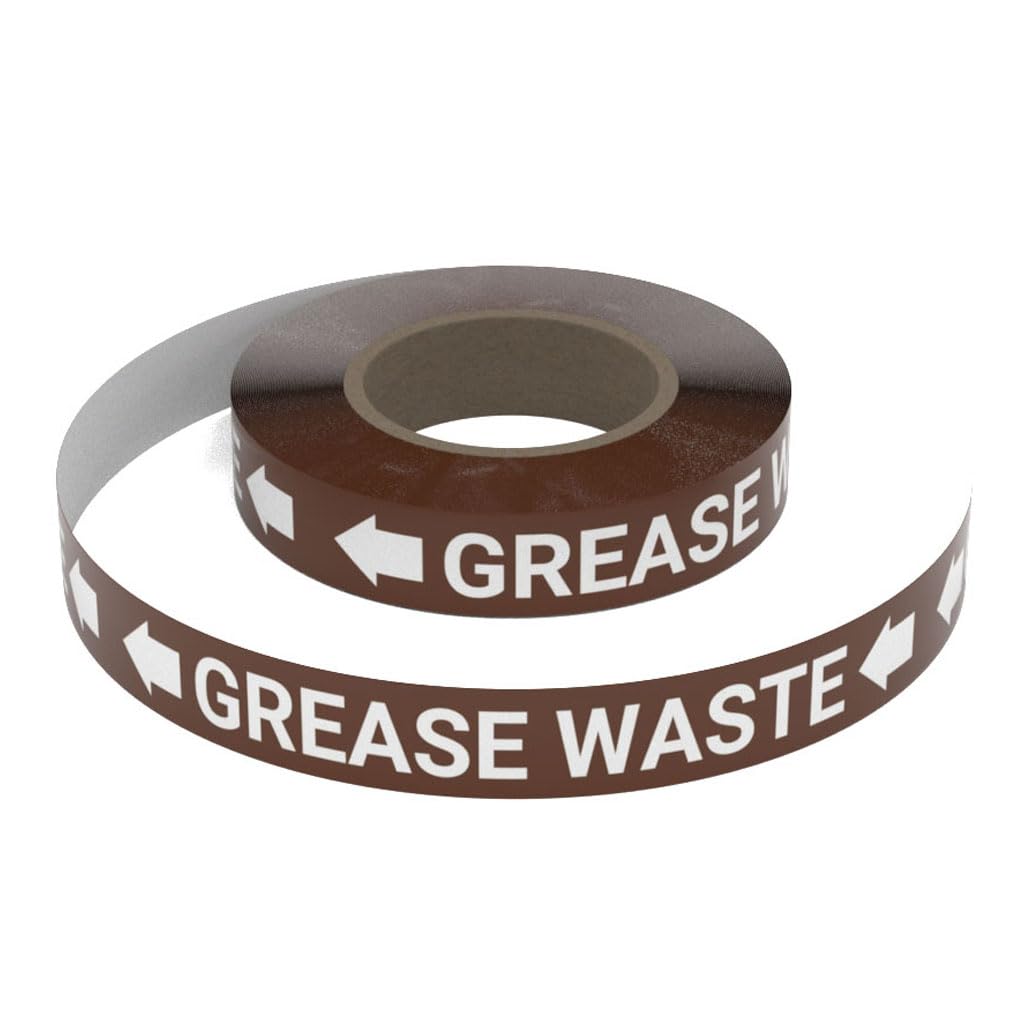 Grease Waste (Brown) SSINLINE Pipe Marking Roll - 3" x100' - Pipes 8" - 9.9" O.D. Arrows Right