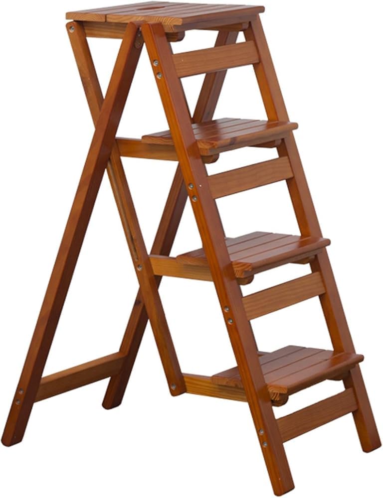 Escabeau pliable en bois massif – Escabeau portable multifonction pour la maison, le bureau et le jardin