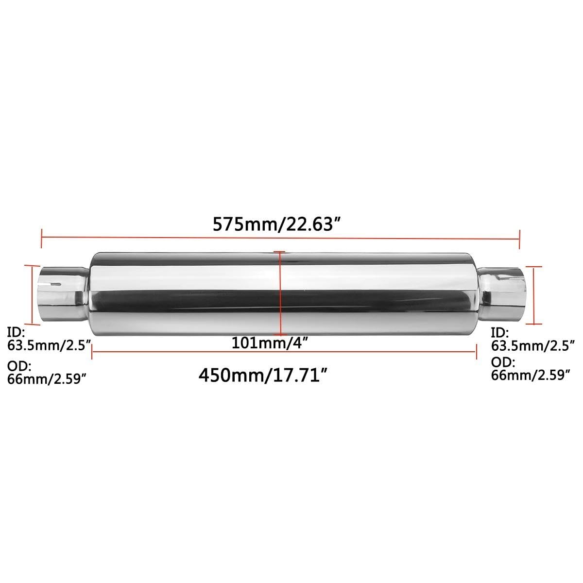 Auspuff Schalldämpfer, Edelstahl Auspuff Schalldämpfer Resonator 2,5 Zoll Einlass 3,5 Zoll Auslass Endrohr Universal Für Auto