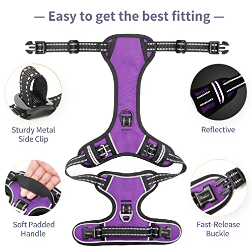 HEELE Harnais Chien, Harnais Chien Anti Traction, Réfléchissant, avec Poignée Rembourrée Contrôl, 2 Anneaux Métal, Harnais pour Petit Moyen et Grand Chien, Violet, M - Image 4