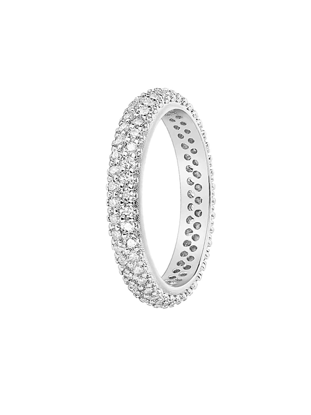 Yellow Chimes Rings for Women White Crystal Ring Silver Plated Double Row Eternity Band Ring for Women and Girls Valentine Gift for Girls (B09P2X6G1B) Amazon Price History, Amazon Price Tracker