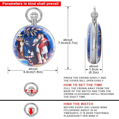 Image of Copper Pocket Watch Steampunk Mechanical London Hand Wind Mens Watches with Chains & Boxs