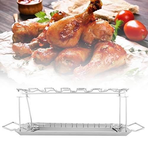 Generic Chicken Roaster, Durable Silver Stainless Steel Chicken Rack, Barbecue Accessories with Drip Pan for Grill Smoker Oven’