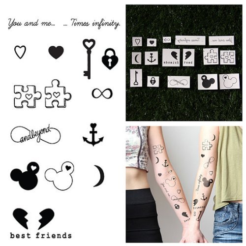Tattify Best Friends Temporary Tattoos - BFFE (Complete Set of 18 Tattoos)