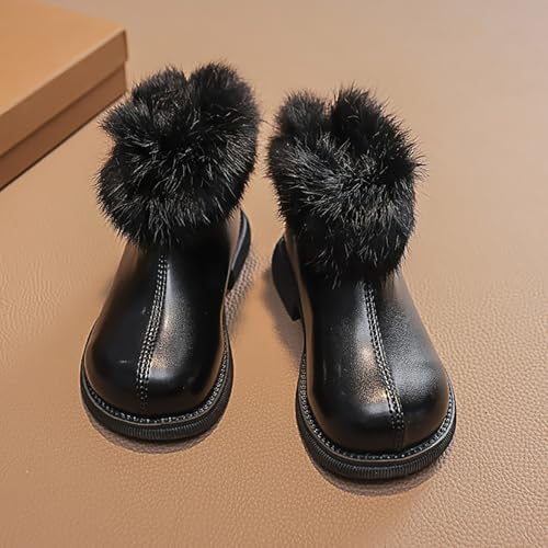 IWIHMIV Toddler Girls Ankle Boots Kids Short Boots Winter Non Slip Warm Riding Booties with Zipper4