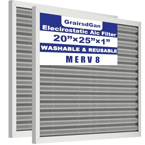 20x25x1 in. MERV 8 Reusable Washable HVAC Furnace Air Filter 2-PACK