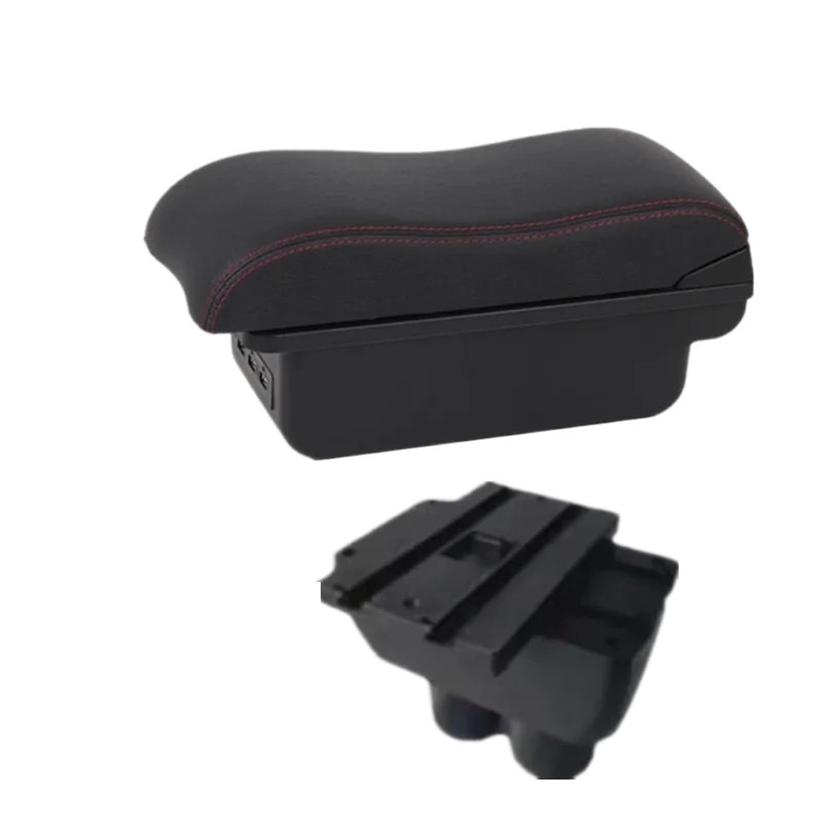 NOKRGQW Car Armrest Box For VW For Touran Caddy Car Armrest Box Central Storage USB Port Interior Dedicated Retrofit Accessories(B2 red line 3USB)