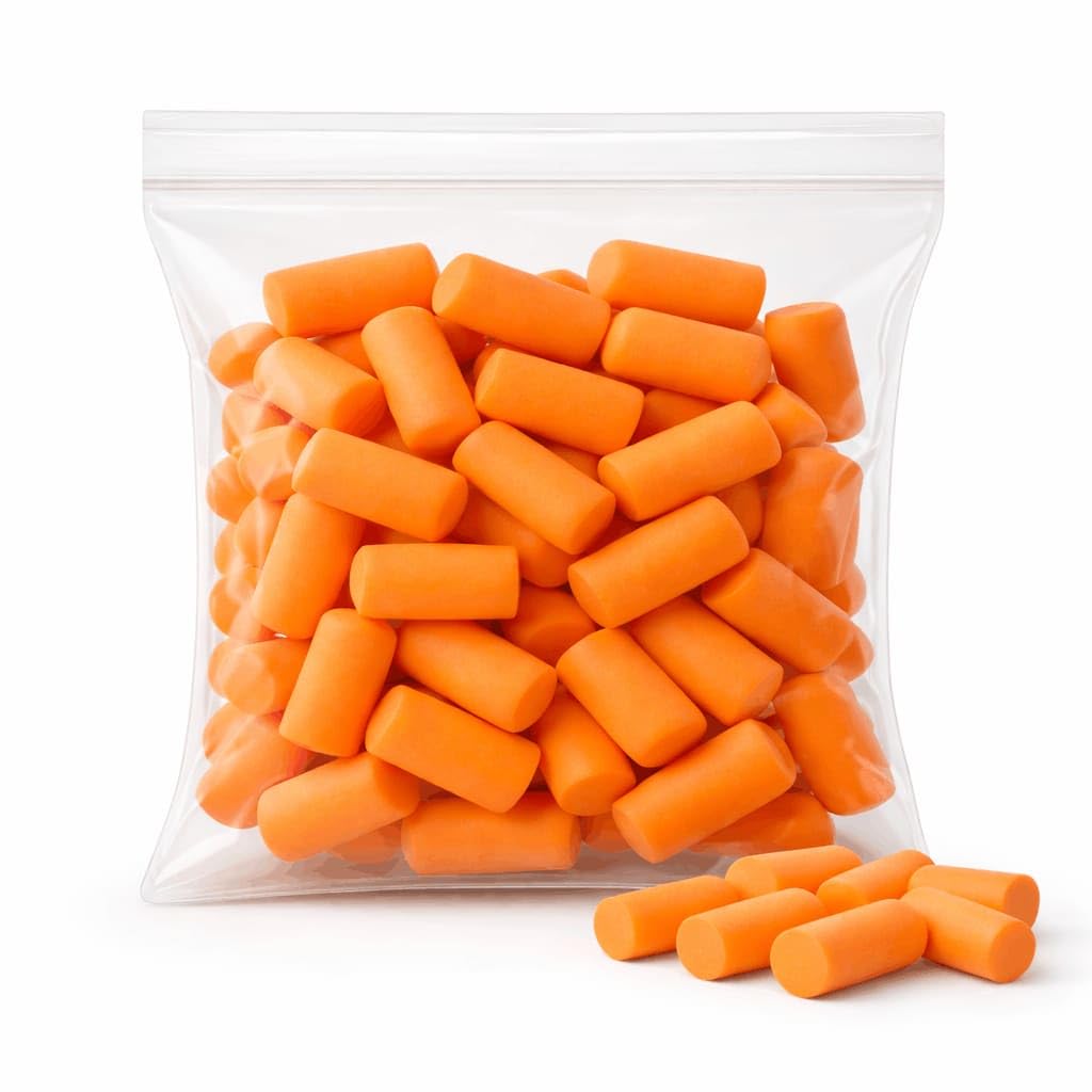 38dB Foam Ear Plugs – Orange – 75 Pack – Soft Noise Cancelling Earplugs for Sleep, Study, Travel & Work